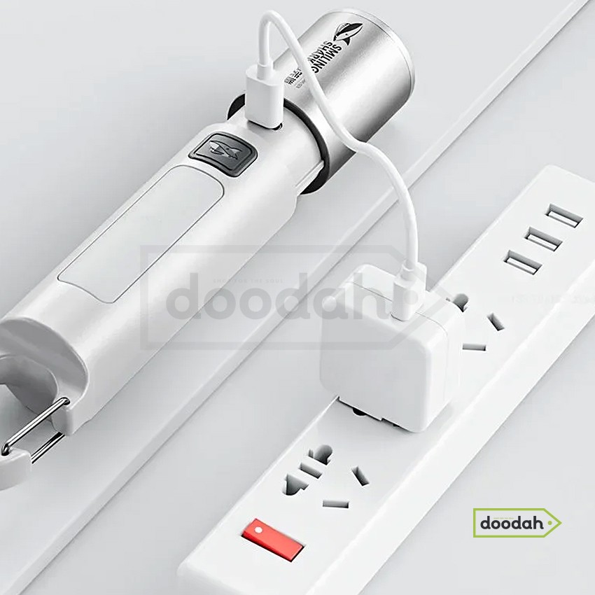 Багатофункціональний ліхтар COB / LED / USB Type-C / IP33 - CARPRIE Smiling Shark SD1019 White